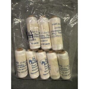Vintage 80s 8 pc Punch Embroidery Thread Clarke's White Bag 14